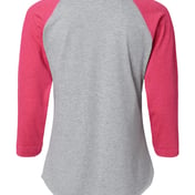 Back view of Women’s Baseball Fine Jersey Three-Quarter Sleeve Tee