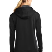 Back view of Ladies Sport-Wick® Fleece Colorblock Hooded Pullover