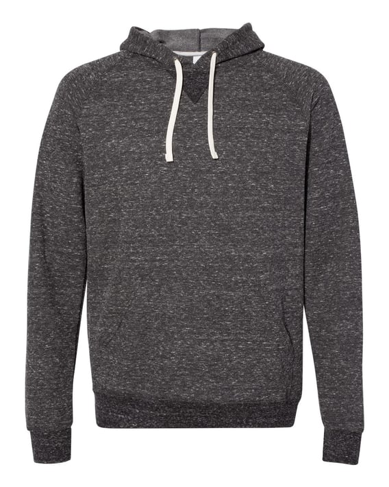 Front view of Snow Heather French Terry Raglan Hooded Sweatshirt