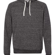 Front view of Snow Heather French Terry Raglan Hooded Sweatshirt