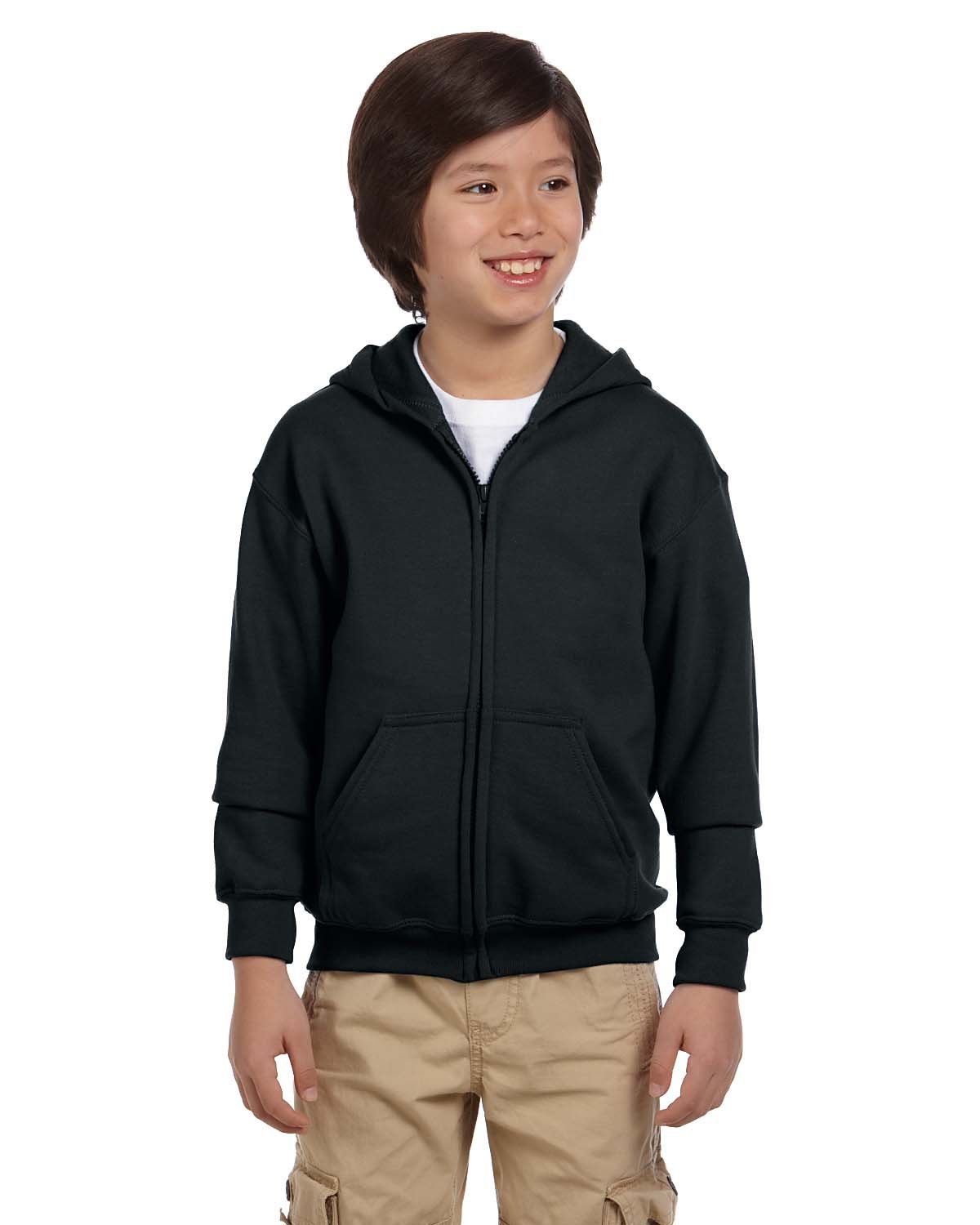 Front view of Youth Heavy Blend™ Full-Zip Hooded Sweatshirt