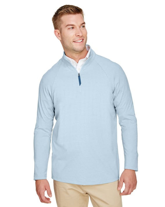 Front view of CrownLux Performance® Men’s Clubhouse Micro-Stripe Quarter-Zip
