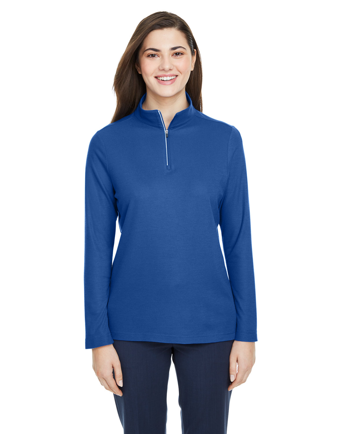 Front view of Ladies’ Fusion ChromaSoft Pique Quarter-Zip