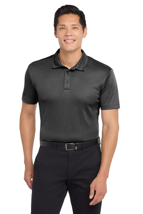Front view of Heathered Silk Touch Performance Polo