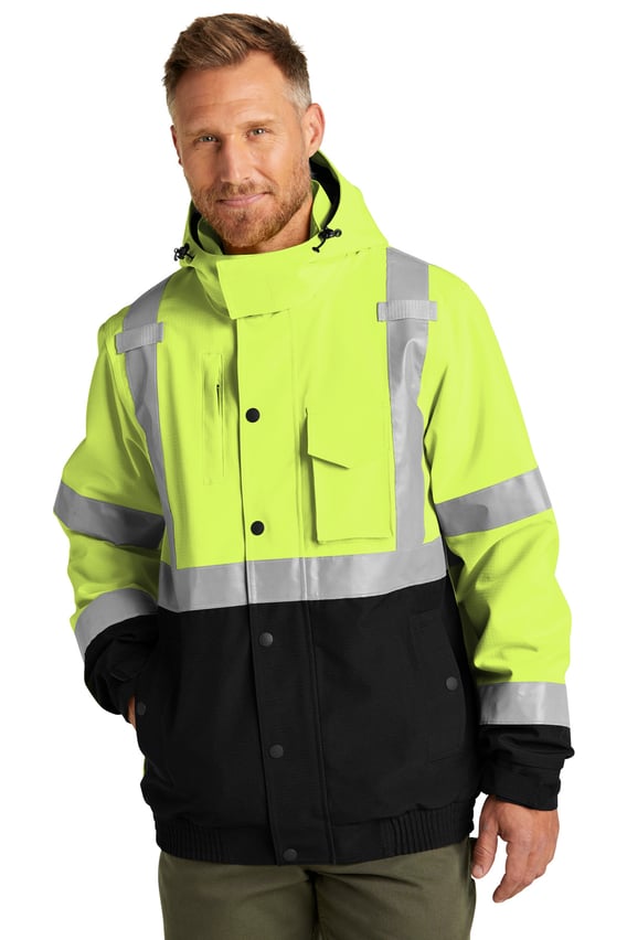 Front view of ANSI 107 Class 3 Waterproof Insulated Ripstop Bomber Jacket