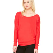 Side view of Ladies’ Flowy Long-Sleeve Off Shoulder T-Shirt