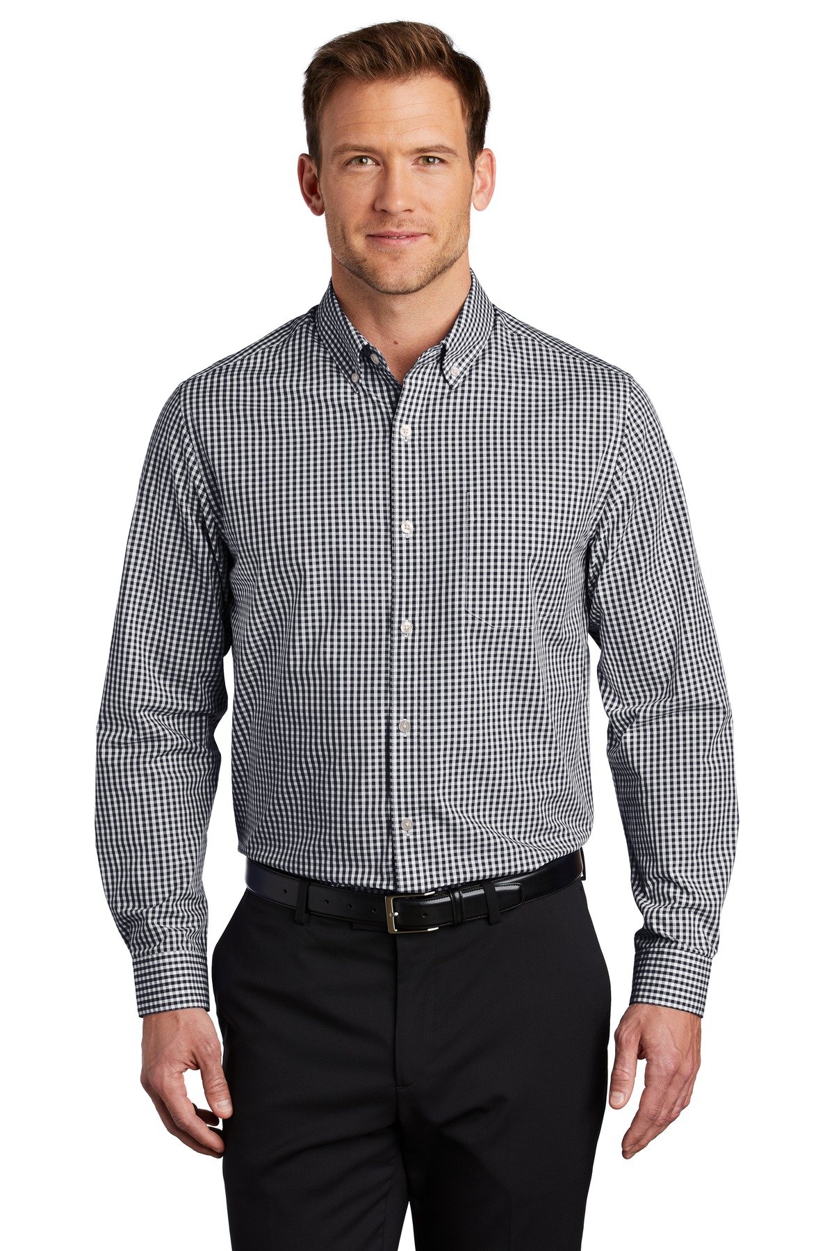 Front view of Broadcloth Gingham Easy Care Shirt
