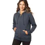 Front view of Women’s Heathered Full-Zip Hooded Sweatshirt