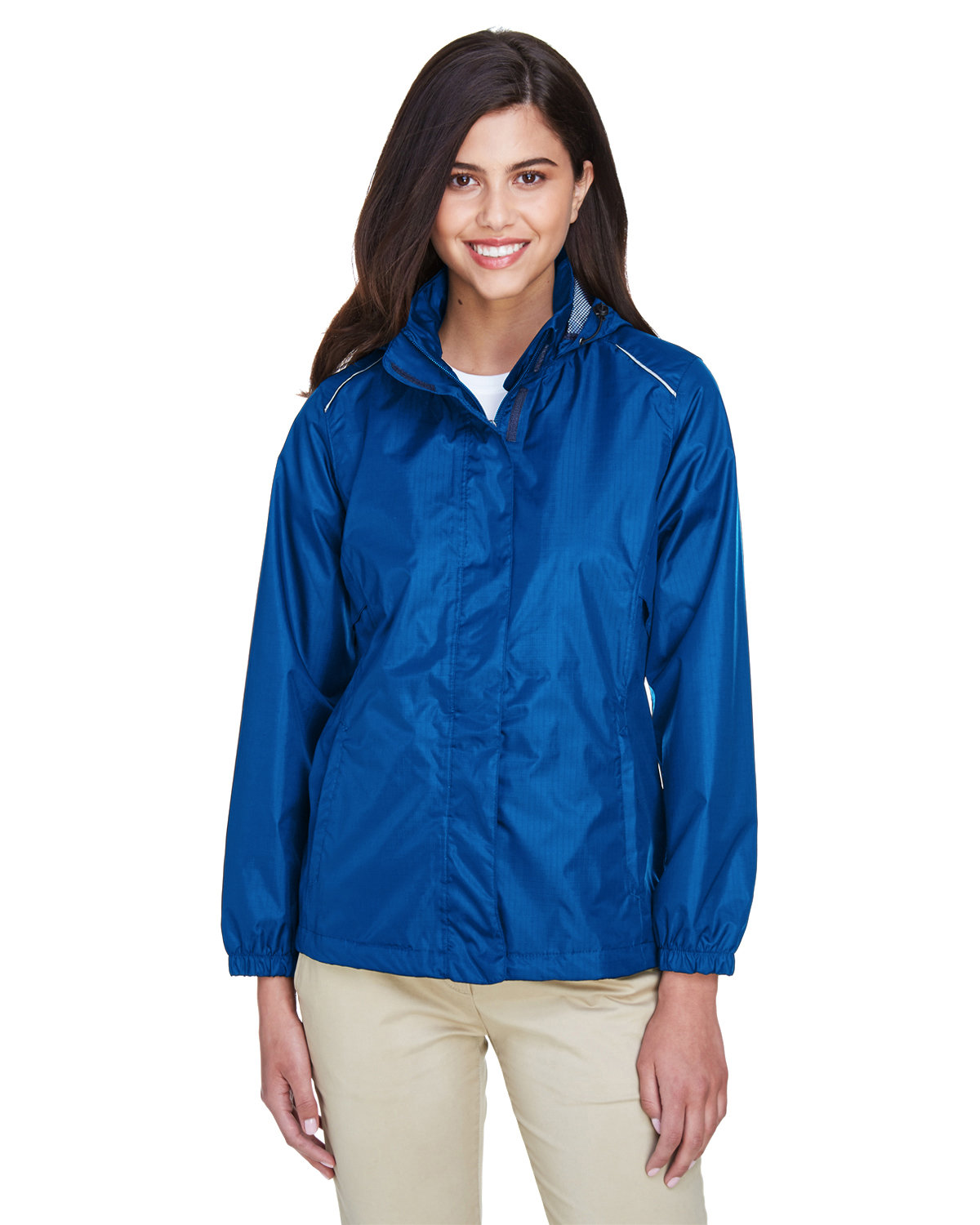 Front view of Ladies’ Climate Seam-Sealed Lightweight Variegated Ripstop Jacket