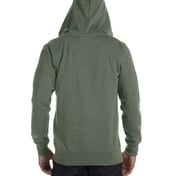 Back view of Unisex Heathered Full-Zip Hooded Sweatshirt