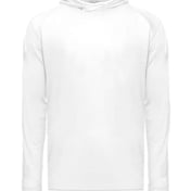 Front view of Youth Tri-Blend Surplice Hooded Long Sleeve T-Shirt
