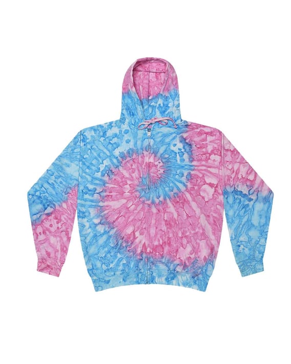 Front view of Tie-Dyed Full-Zip Hooded Sweatshirt