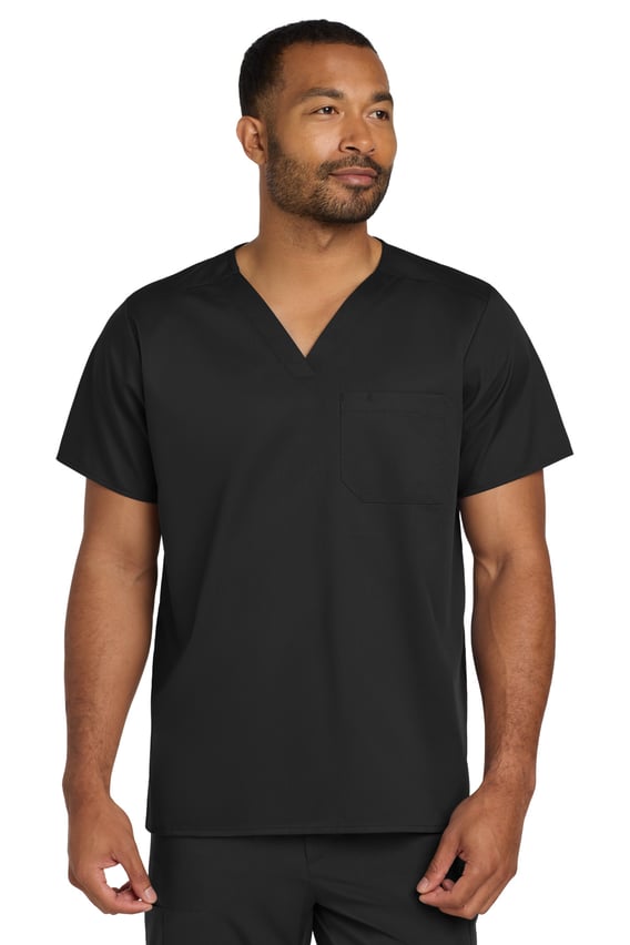 Front view of Unisex WorkFlex Chest Pocket V-Neck Top