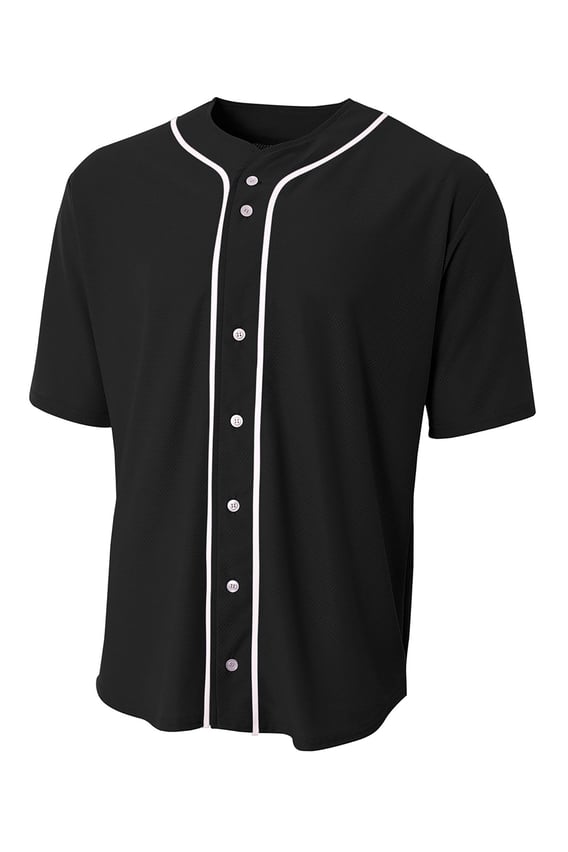 Front view of Short Sleeve Full-Button Baseball Top