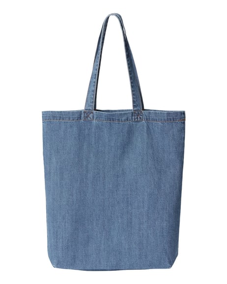 Front view of Cotton Denim Gusseted Tote Bag