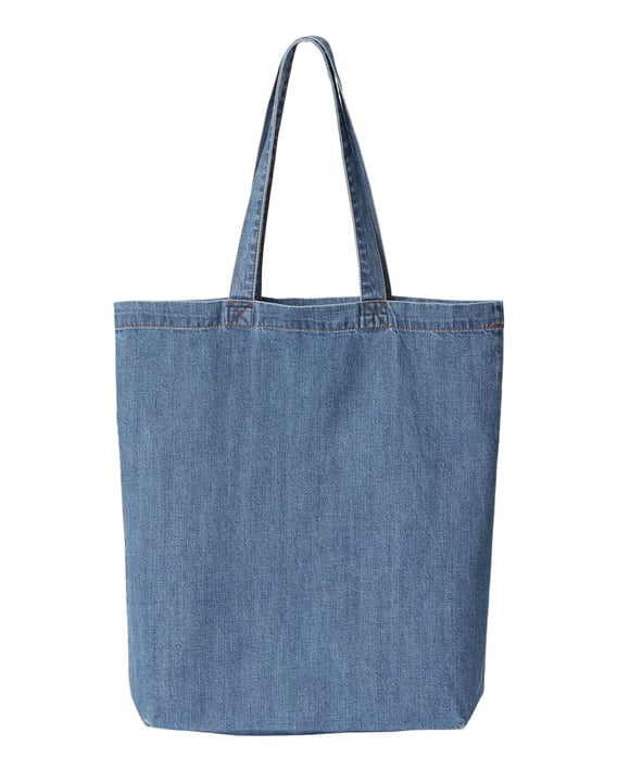 Front view of Cotton Denim Gusseted Tote Bag