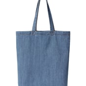 Front view of Cotton Denim Gusseted Tote Bag