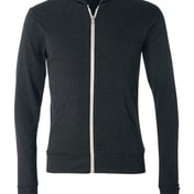 Front view of Triblend Lightweight Full-Zip Hooded Long Sleeve Tee