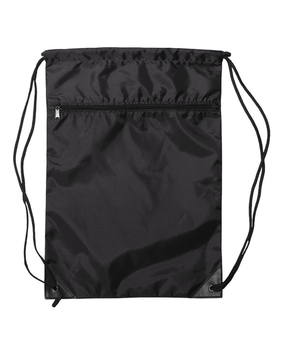 Front view of Zippered Drawstring Backpack