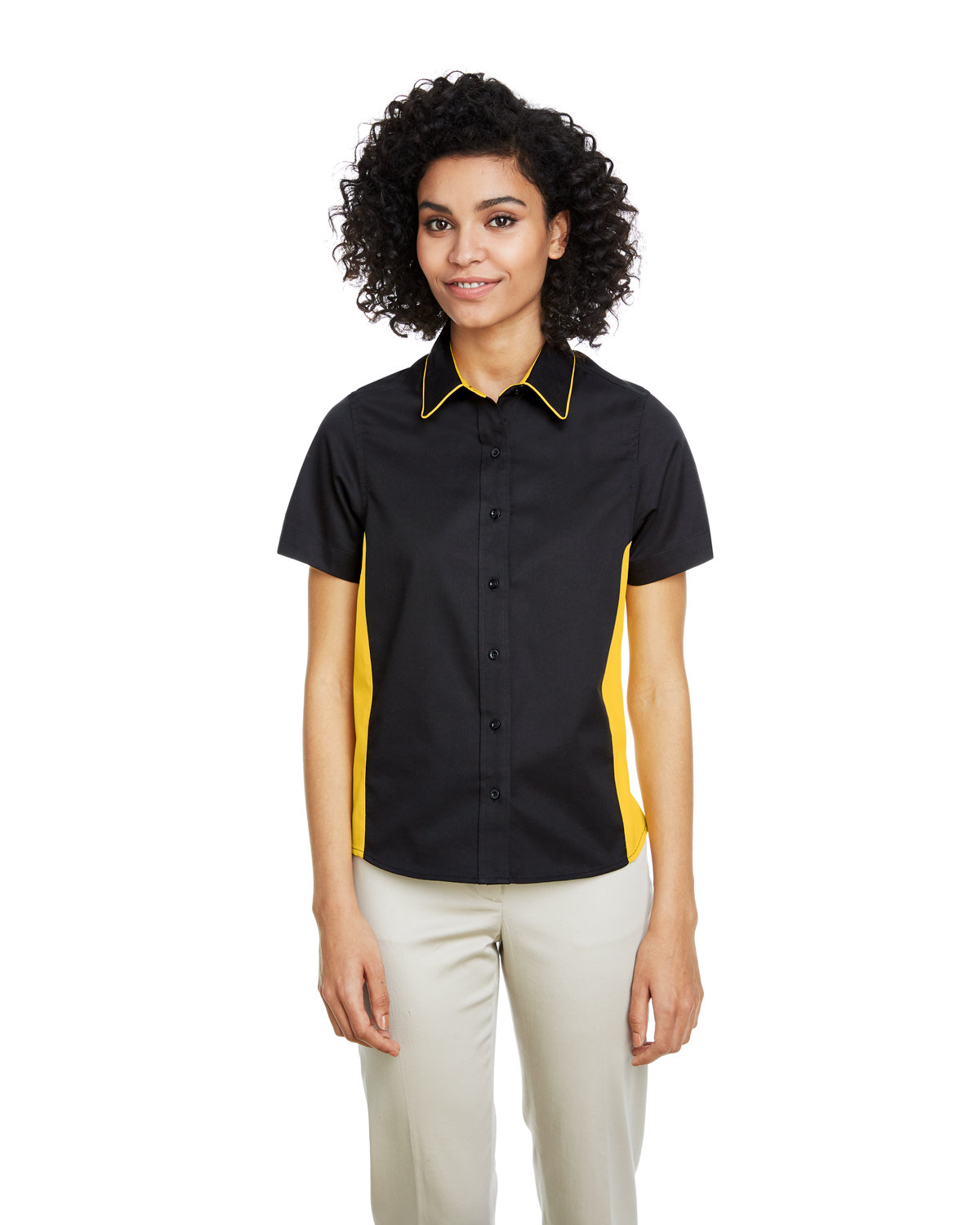 Front view of Ladies’ Flash IL Colorblock Short Sleeve Shirt