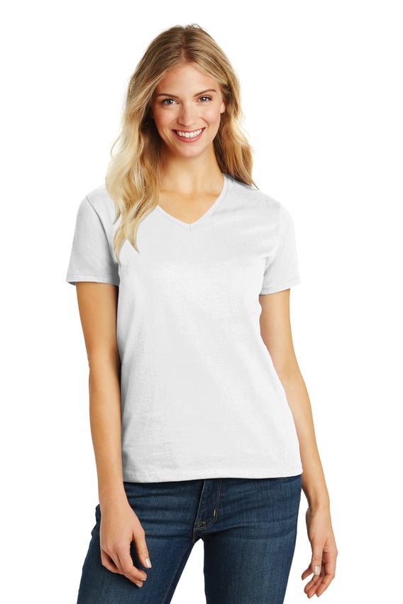 Front view of Women’s Perfect Blend® CVC V-Neck Tee