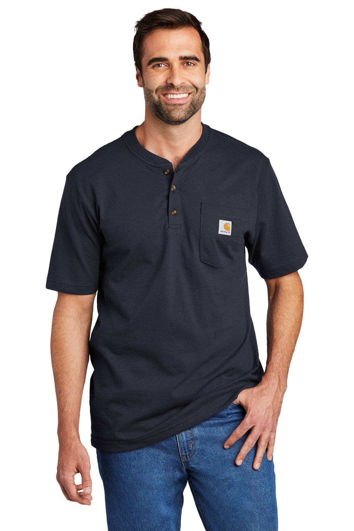 Front view of Short Sleeve Henley T-Shirt