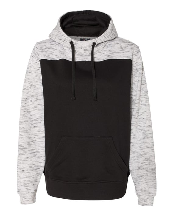 Front view of Mélange Fleece Colorblocked Hooded Sweatshirt