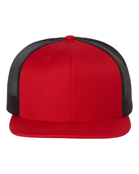 Front view of Wool Blend Flat Bill Trucker Cap