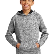 Front view of Youth PosiCharge® Electric Heather Fleece Hooded Pullover