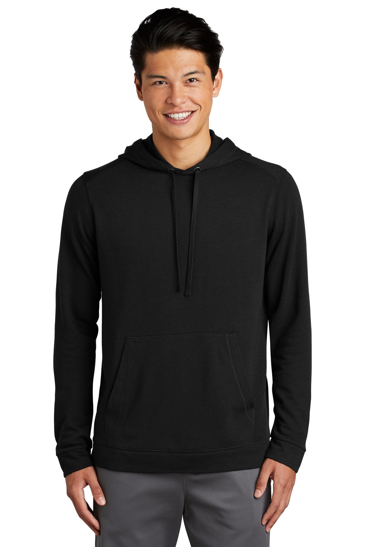 Front view of PosiCharge ® Tri-Blend Wicking Fleece Hooded Pullover
