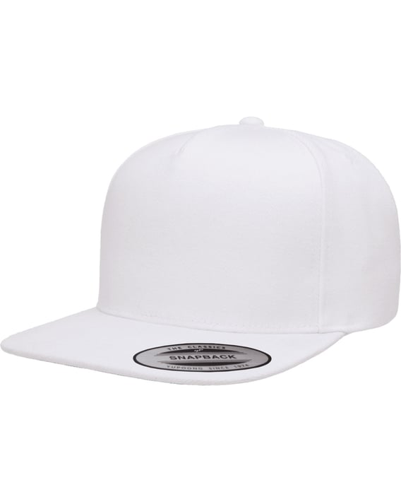 Front view of Adult 5-Panel Structured Flat Visor Classic Snapback Cap