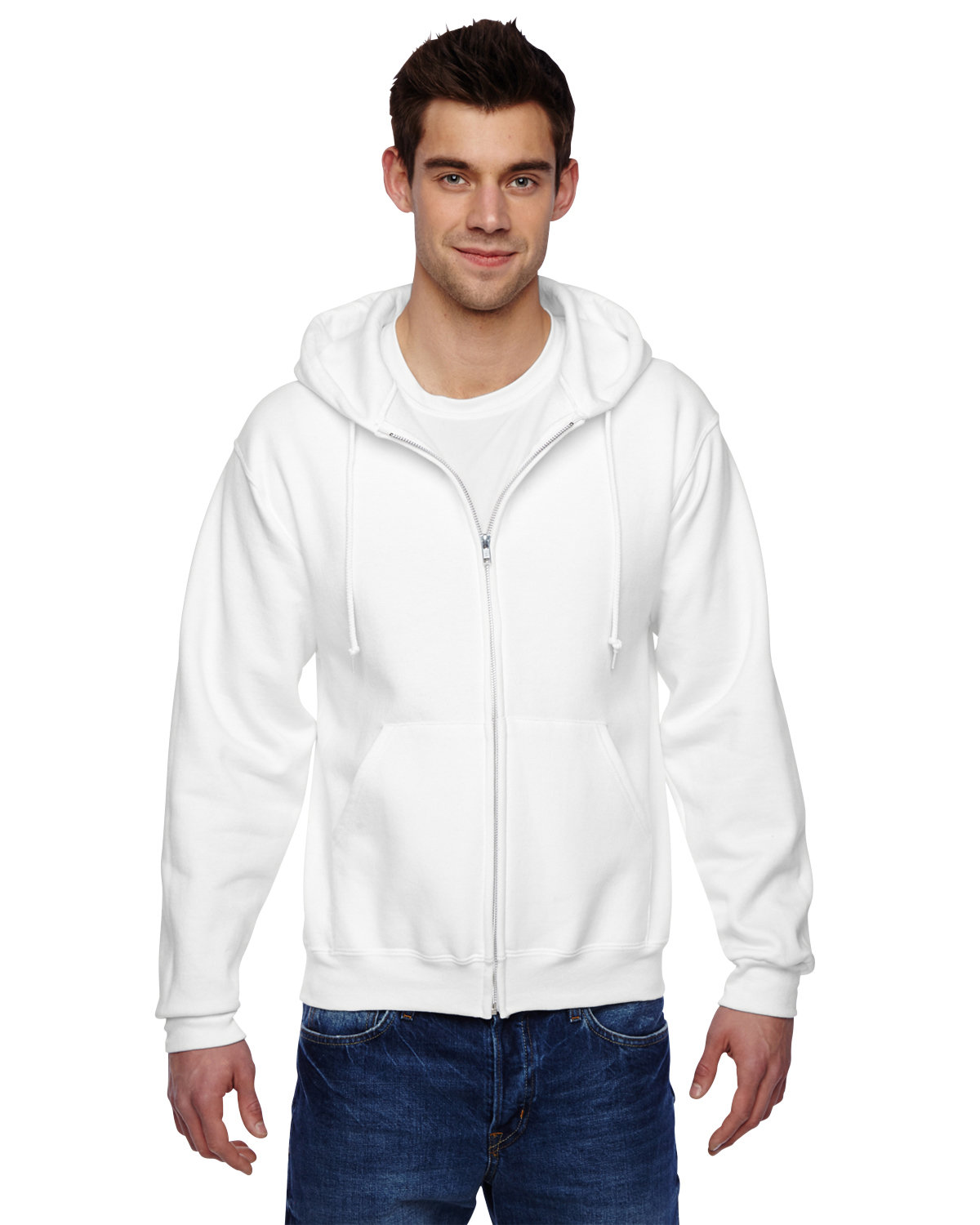 Front view of Adult 9.5 Oz., Super Sweats® NuBlend® Fleece Full-Zip Hooded Sweatshirt