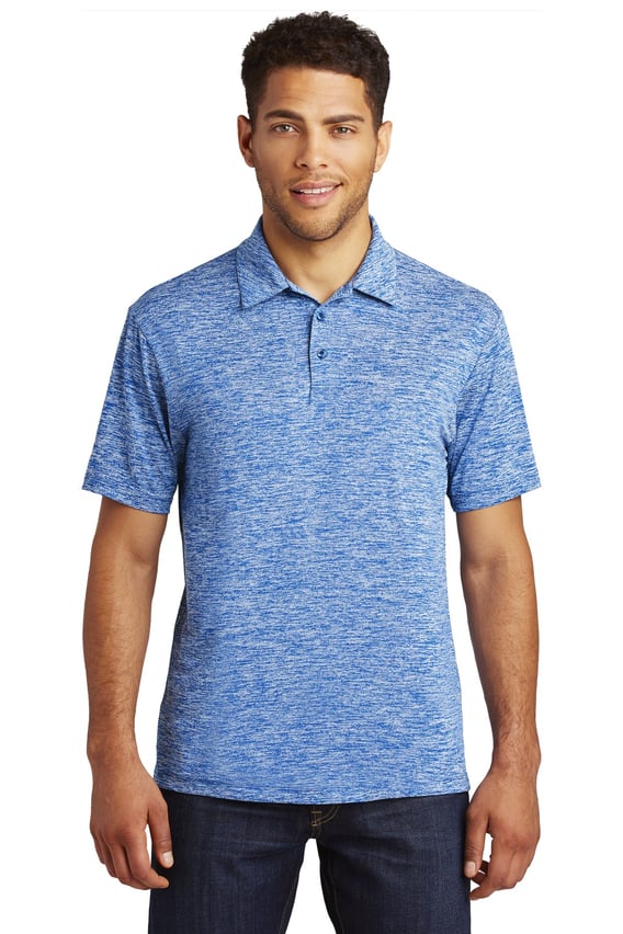 Front view of PosiCharge ® Electric Heather Polo