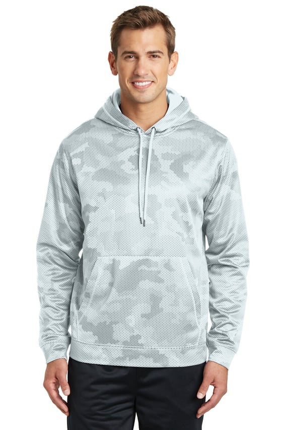 Front view of Sport-Wick&reg; CamoHex Fleece Hooded Pullover