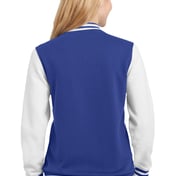 Back view of Ladies Fleece Letterman Jacket