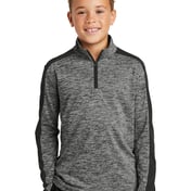 Front view of Youth PosiCharge ® Electric Heather Colorblock 1/4-Zip Pullover