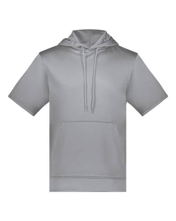Front view of Fleece Short Sleeve Hooded Pullover