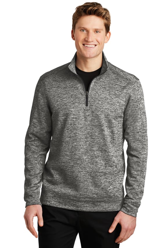 Front view of PosiCharge® Electric Heather Fleece 1/4-Zip Pullover