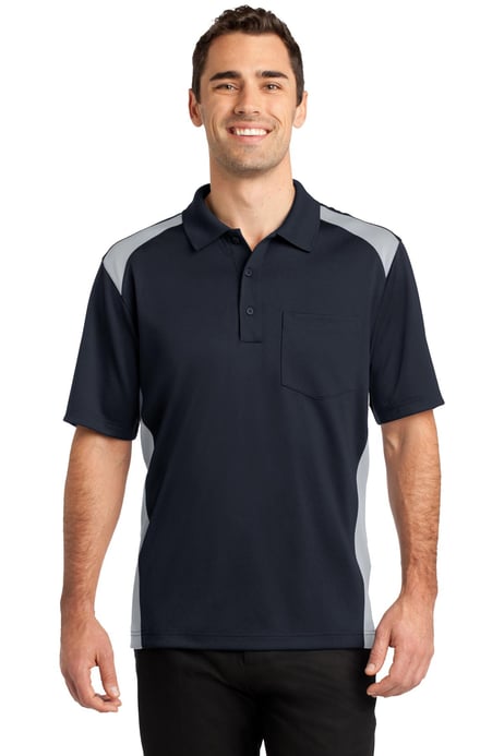 Front view of Select Snag-Proof Two Way Colorblock Pocket Polo