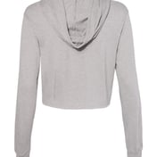 Back view of Women’s Triblend Crop Long Sleeve Hoodie