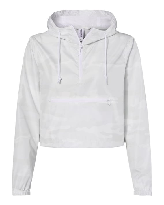 Front view of Women’s Lightweight Quarter-Zip Pullover Crop Windbreaker