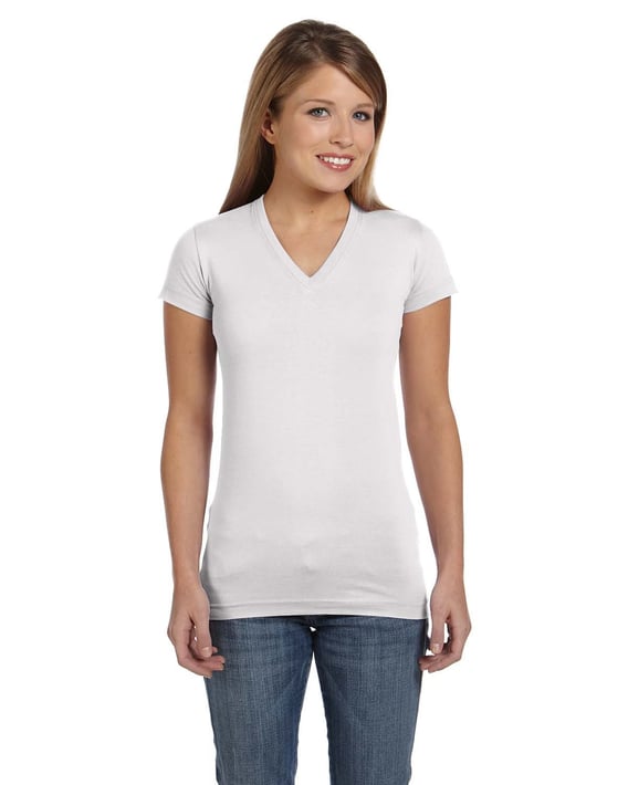 Front view of Ladies’ Junior Fit V-Neck T-Shirt