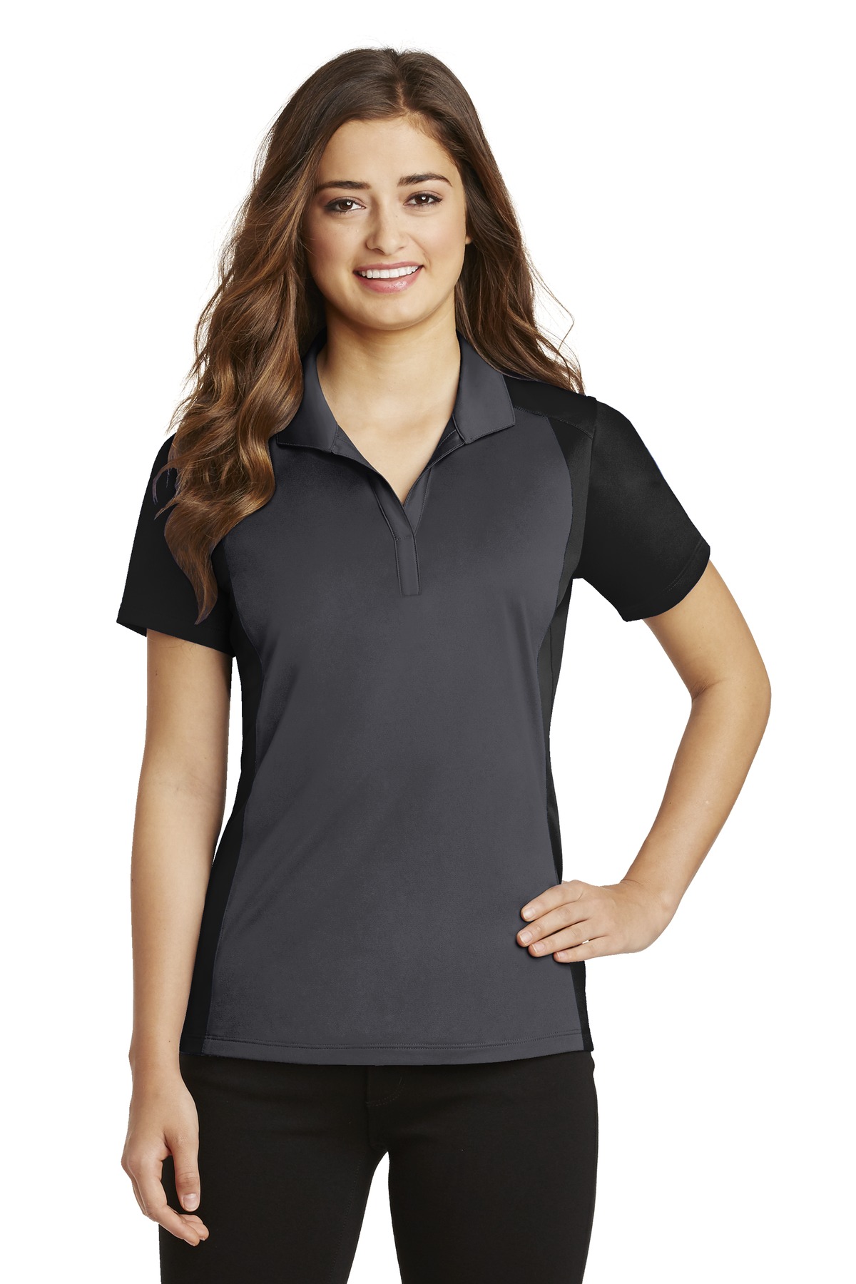 Front view of Women’s Colorblock Micropique Sport-Wick® Polo