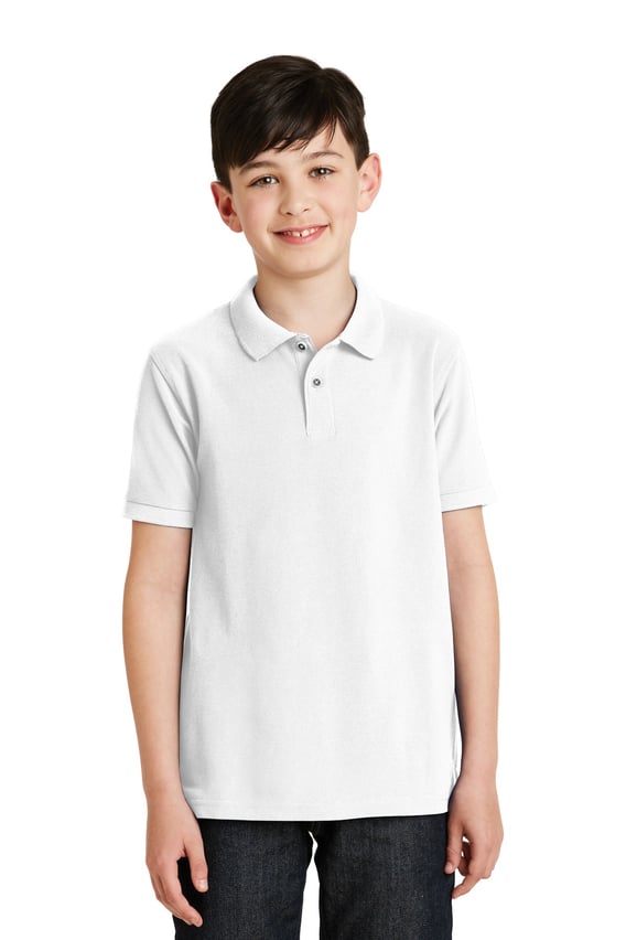 Front view of Youth Silk Touch Polo