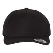 Front view of Premium Five-Panel Curved Visor Snapback Cap