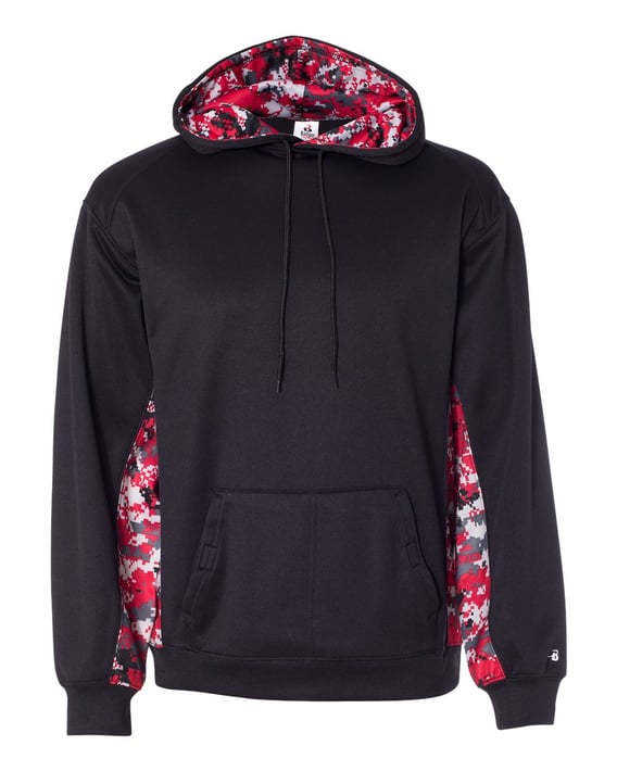 Front view of Digital Camo Colorblock Performance Fleece Hooded Sweatshirt