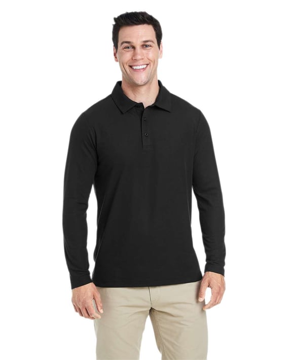 Front view of Fusion ChromaSoft™ Long Sleeve Pique Polo