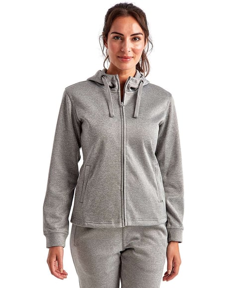 Front view of Womens Spun Dyed Full-Zip Hooded Sweatshirt