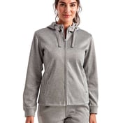 Front view of Womens Spun Dyed Full-Zip Hooded Sweatshirt