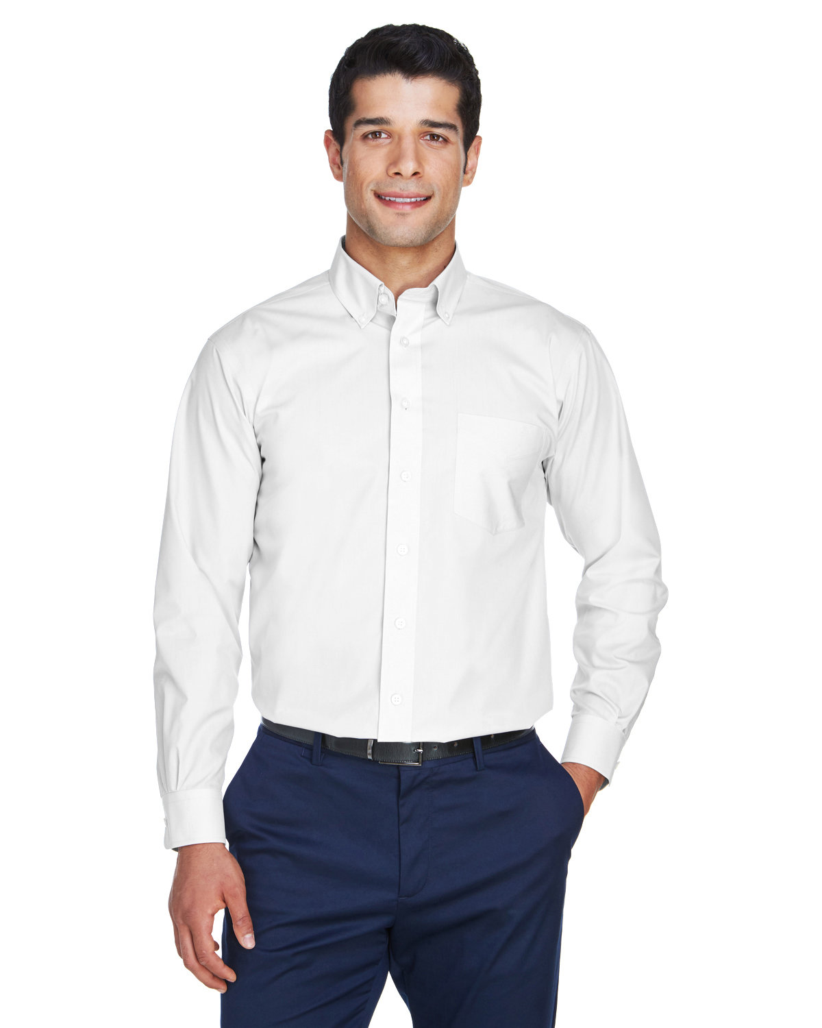 Front view of Men’s Crown Collection® Solid Broadcloth Woven Shirt